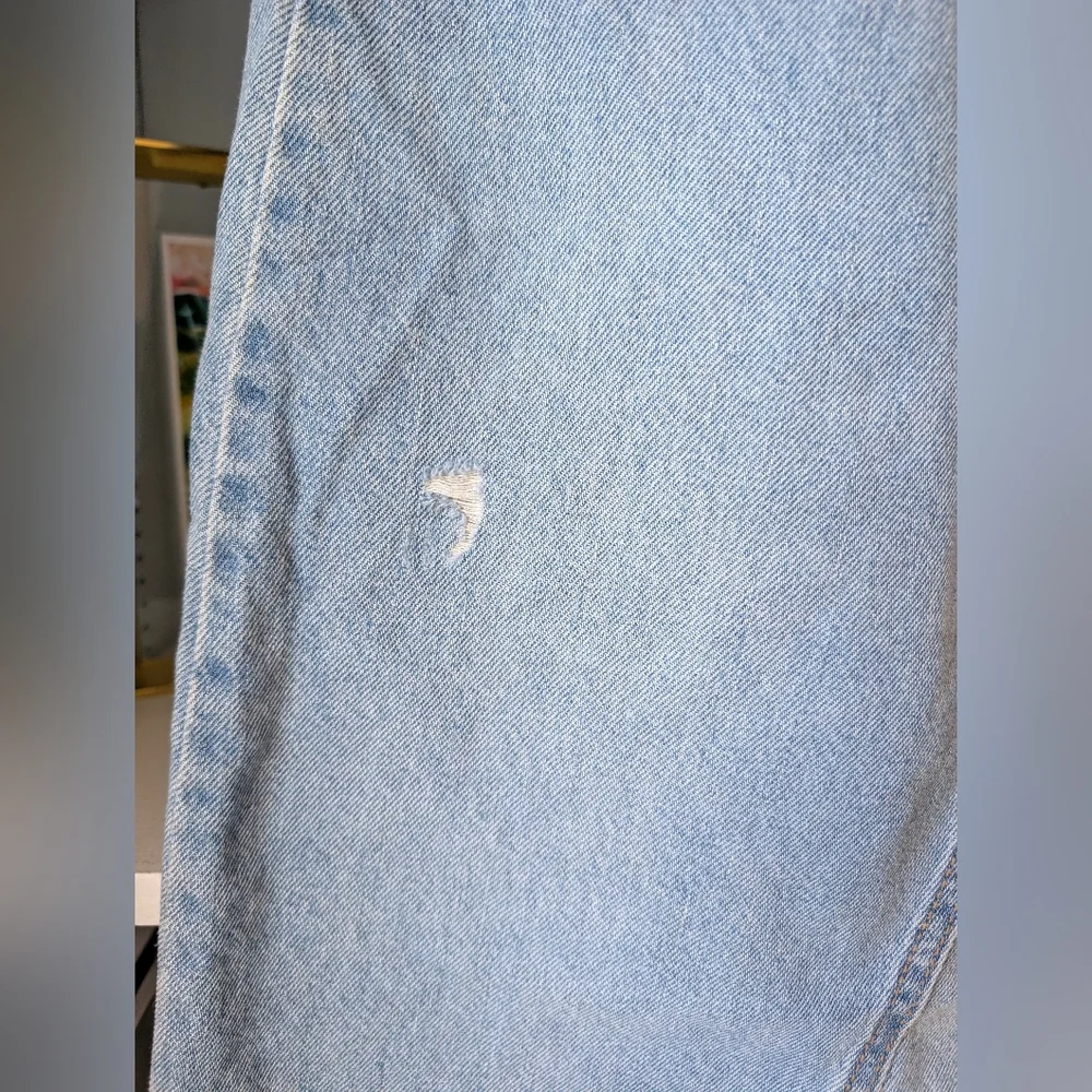 Old Navy Maxi Denim Skirt Light Wash Blue Jean Skirt Distressed Size 10 / Large - Picture 3 of 11